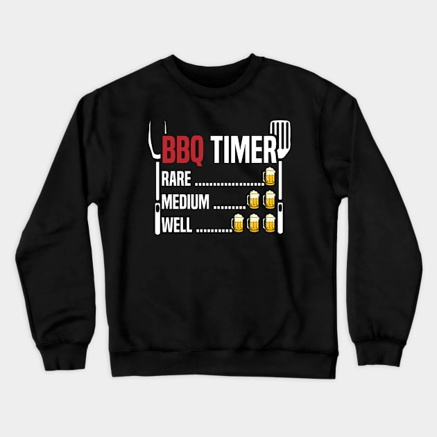 funny barbeque timer beer timer for grill beer timer Crewneck Sweatshirt by A Comic Wizard